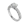 side stone engagement ring - sm0150 with 14k white gold metal and round shape diamond