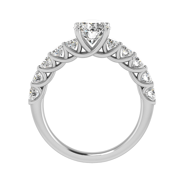 side stone engagement ring - sm0150 with 14k white gold metal and round shape diamond